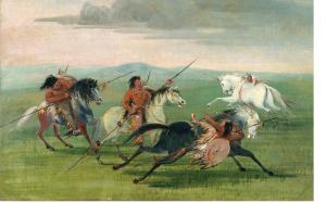 painting of men on horses